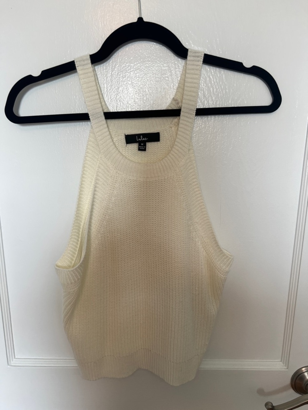 Lulu's Cream Ribbed Halter Tank